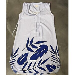 Merona Sleeveless Dress Blue Leaf Print Casual Summer Dress‎ Size S